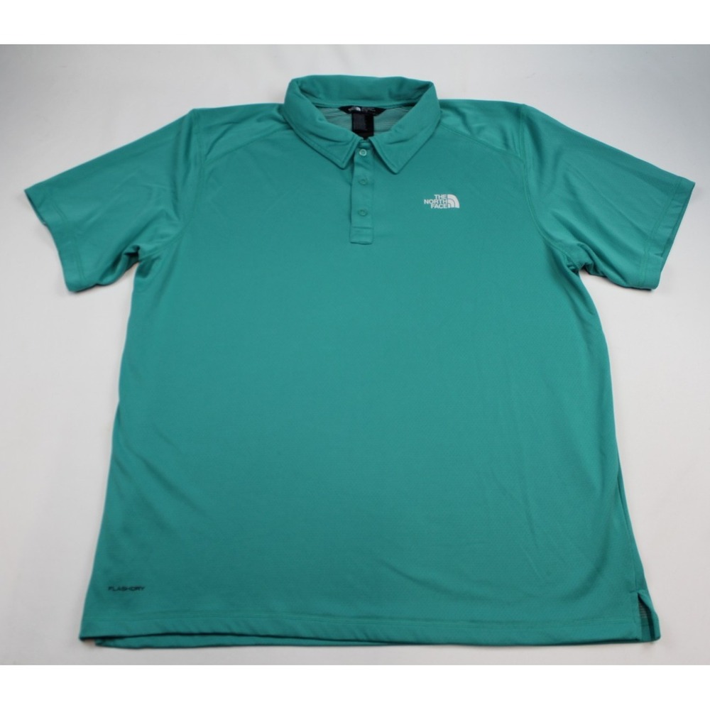 The North Face Polo Shirt Mens XL Teal FlashDry Short Sleeve Performance Tee